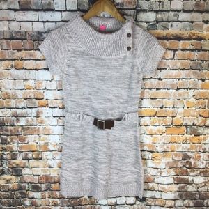 Gray SS Sweater Dress with Belt